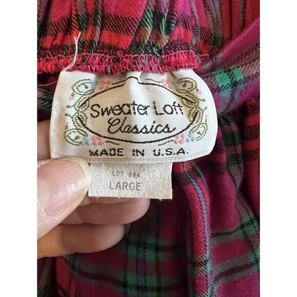 Vintage Cat Sweater Knit Sz L Pink Set Plaid Skirt Retro 70’s New - Picture 4 of 9